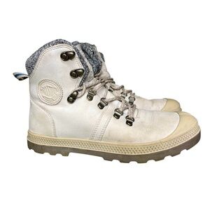 Palladium Safari Combat Lace High-Top Hiking Boots Sahara Ivory Size 7.5 Women’s